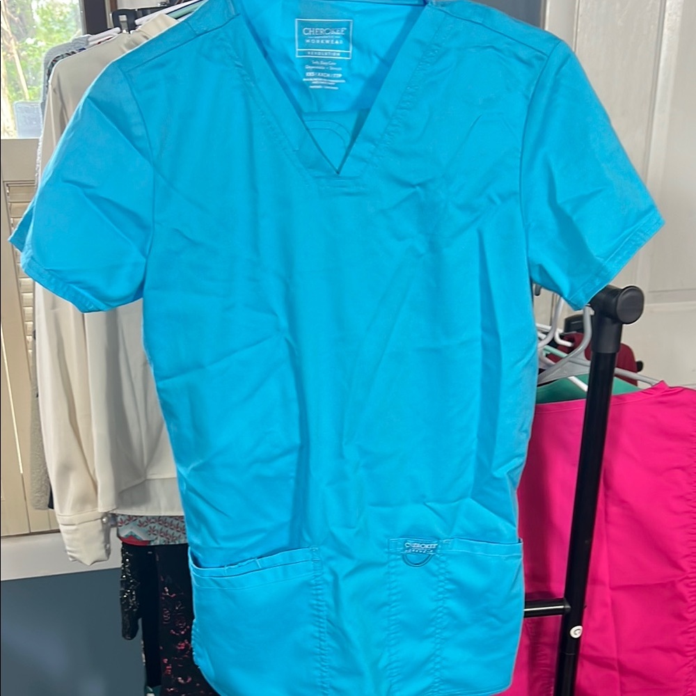 Cherokee Blue Scrub Top & Matching Scrub Pants XXS